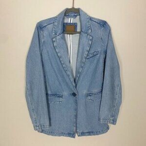 American Eagle Oversized Denim Blazer Jacket Jean Womens XS Light Wash